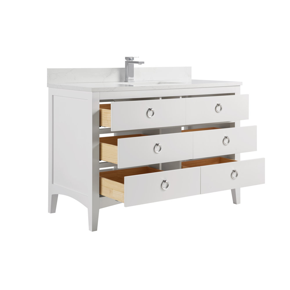 Teoni 48" Oak Single Bathroom Vanity, White, Polished Chrome