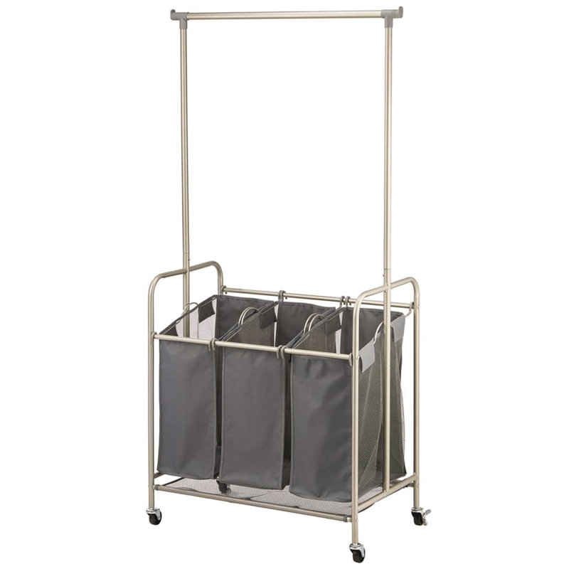 Laundry Sorter with Handles, Rustic Brown/Black