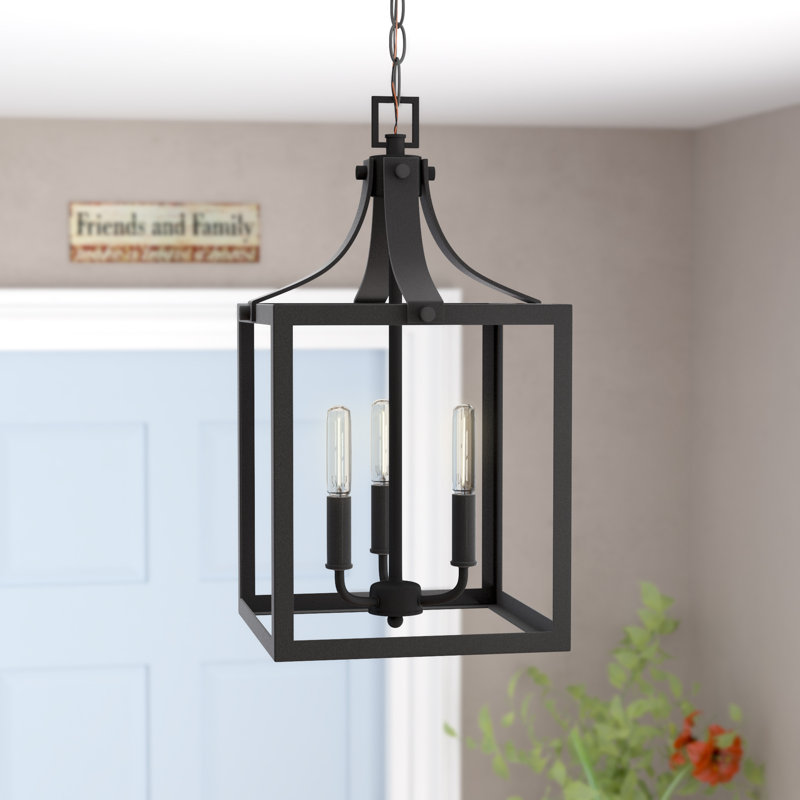 Lustre géométrique à 3 lumières Carla, Noir, Non, H 19,75 po x l 10 po x p 10 po