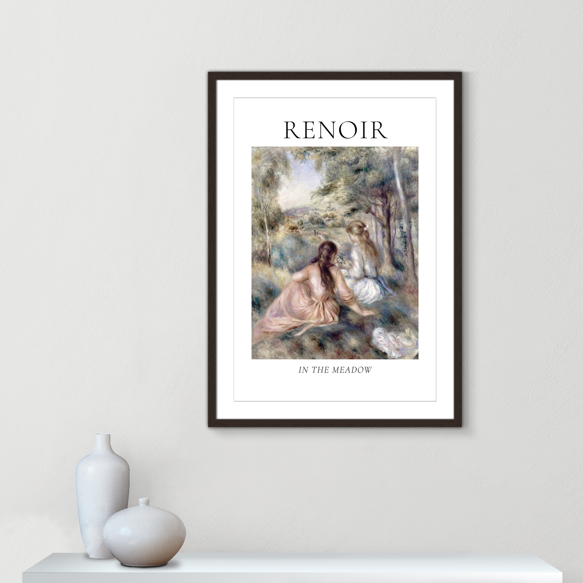 Old Masters Collection " In The Meadow " by Auguste Renoir, Walnut Single Picture Frame, Yes, 35.5" H x 25.5" W x 1.25" D