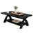 Solid Wood Coffee Table With Storage Shelf, Rustic Rectangular Center Table-1410245373