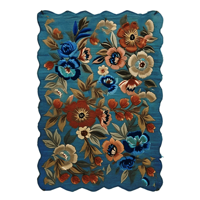 Tapis décoratif moderne à motif floral multicolore à motif floral Shape Collection, Rectangle 4 pi 11,06 po x 9 pi 10,11 po