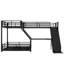 Lit superposé simple au-dessus d'un grand lit en forme de L avec lit mezzanine simple, lit superposé triple en métal avec glissade et ports USB