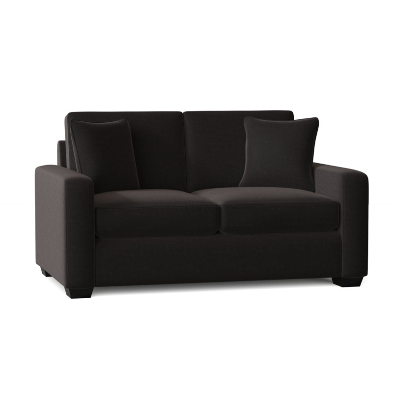 Causeuse à accoudoirs carrés de 64 po avec coussins réversibles Anastase, Espresso, Acier Entice