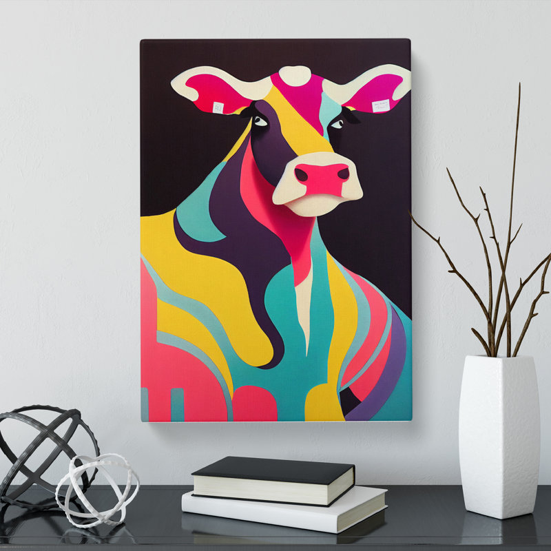 Cow Block Colour - Wrapped Canvas, 50cm H x 35cm W x 3cm D