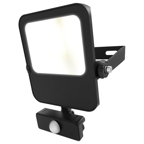 Motion Sensor Floodlight (Black) 5600lm IP65 Rated Compact LED Integrated 10W Flood Light - 4L2/1030
