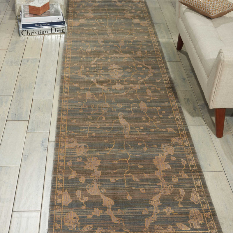 Tapis éclectique brun Dewitt, Tapis de couloir 2 pi 5 po x 10 pi