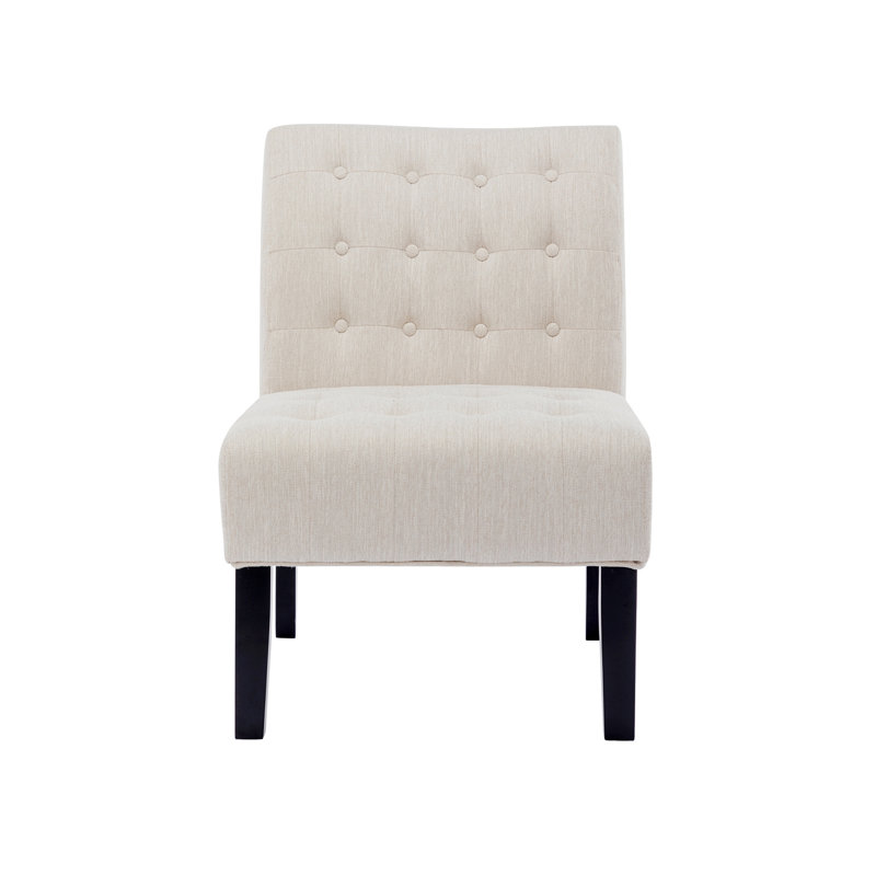 Fauteuil de chambre capitonné de 23 po de large Emmalie, Duplicata de polyester beige
