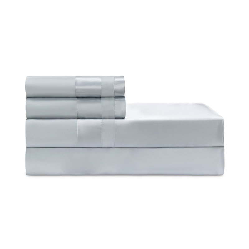 Lustro Silk Sheet Set, Full Sheet Set, Frost Blue