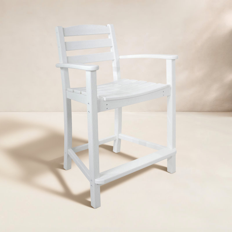 Chaise avec accoudoirs de bar POLYWOOD La Casa, Blanc, Tabouret de comptoir (siège d'une hauteur de 25,1