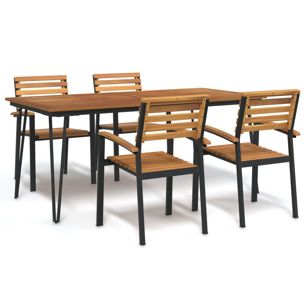 4 - Person Acacia Patio Dining Set with Rectangular Table