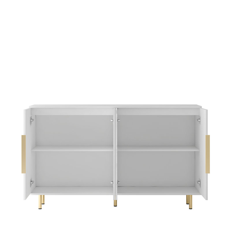 White Fluted Storage Unit - Multifunctional Sideboard For Bedroom Large Buffet Modern Dining Room, White