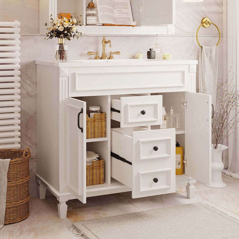 Ensemble de meuble-lavabo simple 35,9 po Desireah, Blanc