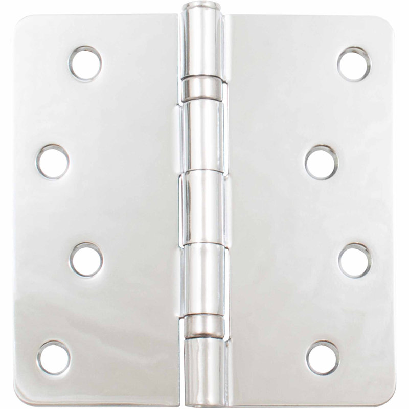 Charnières de porte à roulement à billes 4 po, angle de rayon de 5/8 po, Chrome poli