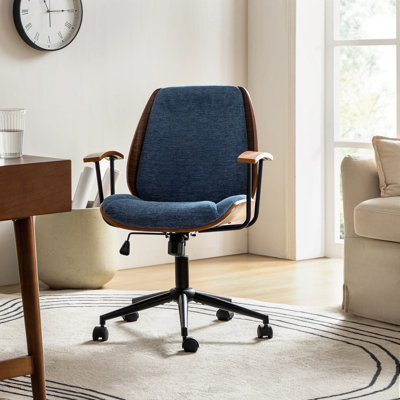 Luis 62.8cm W Modern Polyester Swivel Office Chair