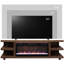 Meuble télé avec foyer électrique, 82 po, chêne bourbon, téléviseur jusqu'à 90 po, étagère à console ouverte 82 po, pour téléviseur, câble dissimulé, insert de 42 po, assemblage minimal