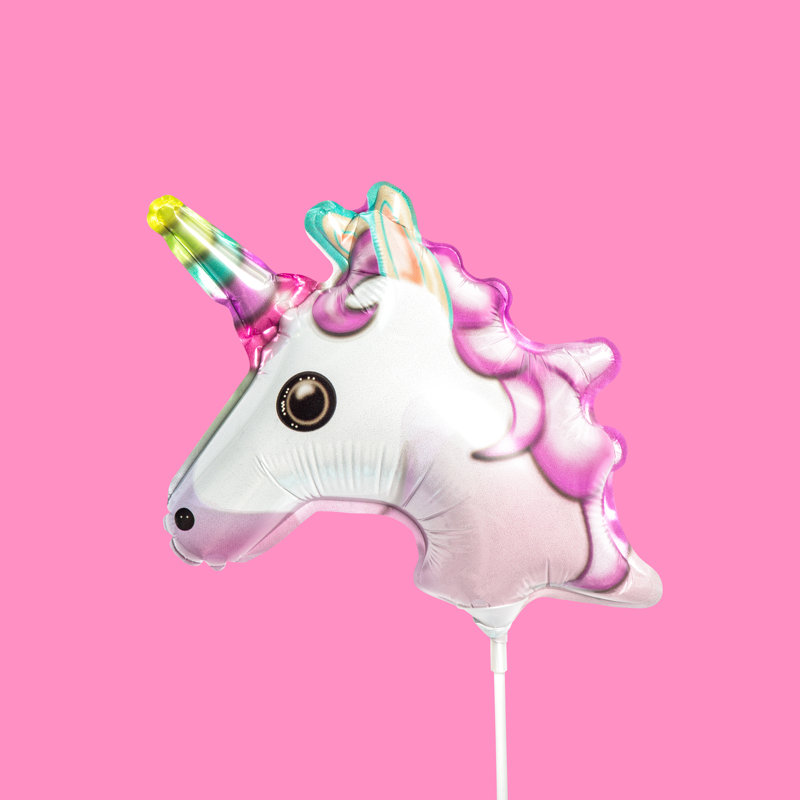 Unicorn Foil Balloon - Wrapped Canvas Print, 76cm H x 76cm W x 3.8cm D