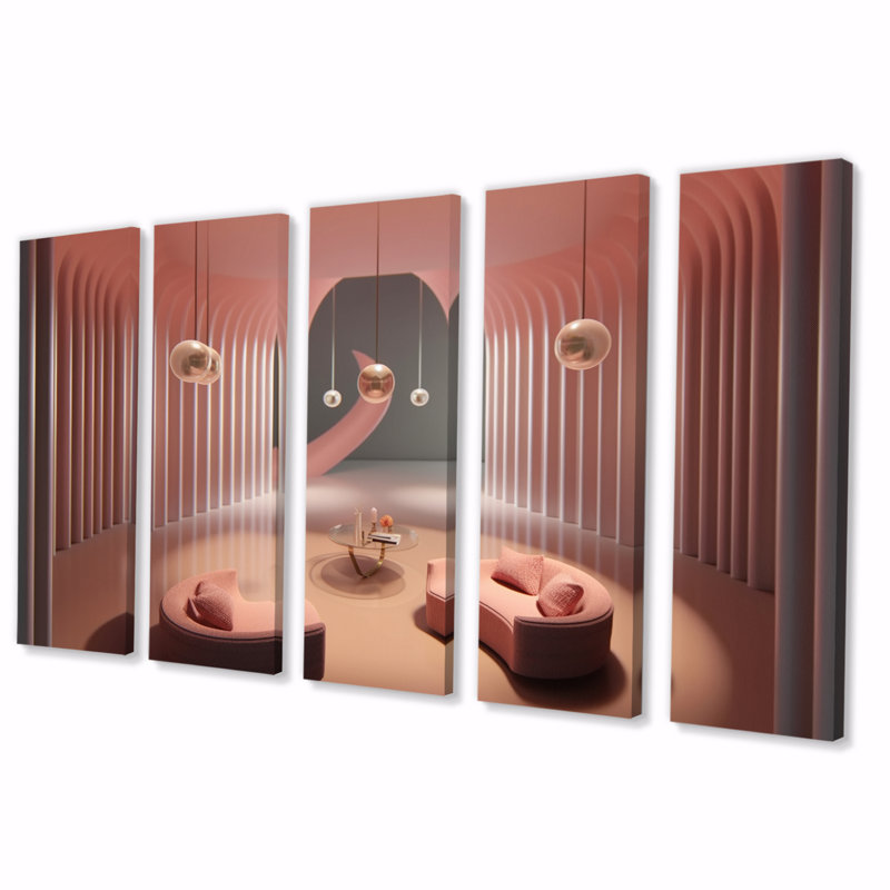 «Architecture of the future», impression d'art mural architecture futuriste - 5 panneaux égaux