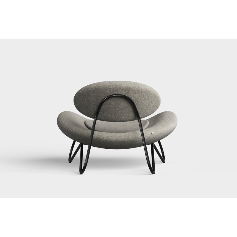 Meadow Lounge Chair, Black Painted Steel Frame, Brushed Stainless Steel, Natural Polyester Blend