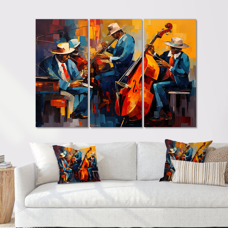 Nelia - ensemble d'art mural musicien, H 60 po x l 84 po x P 1,5 po, Toile tendue
