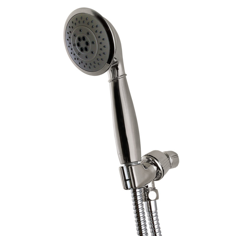 Ensemble de douche à main 5 fonctions en laiton Kingston avec boyau en acier inoxydable Kingston, Nickel brossé