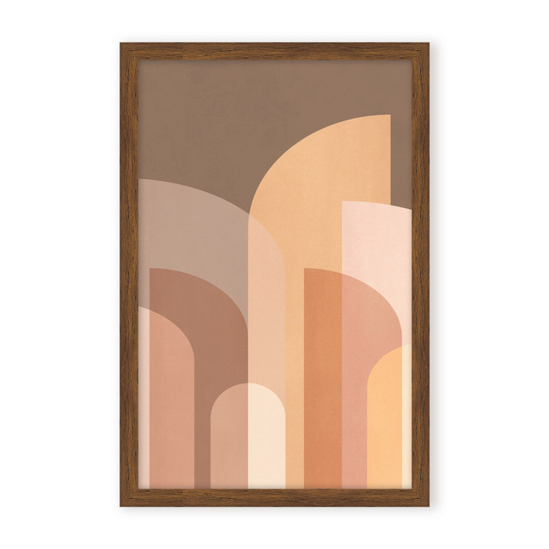 Abstract Retro Geometric II by  - Picture Frame Graphic Art on Paper, 24" H x 16" W x 1.125" D, Framed Matted Print, Brown