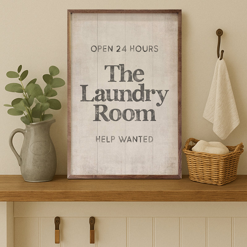 «The Laundry Room», art mural, H 36 po x l 24 po, Blanc