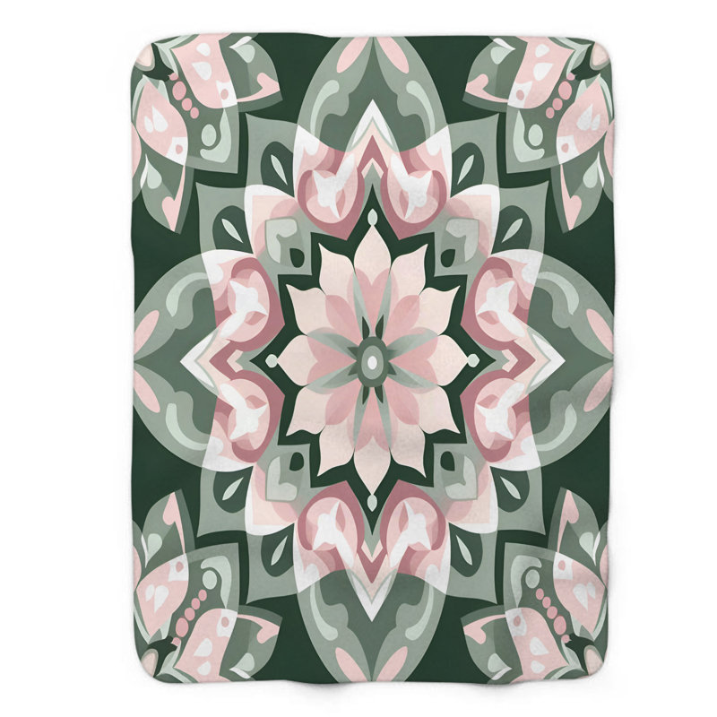 Jeté Mandala Mirage - 1 pièce Sherpa Premium, Lit simple