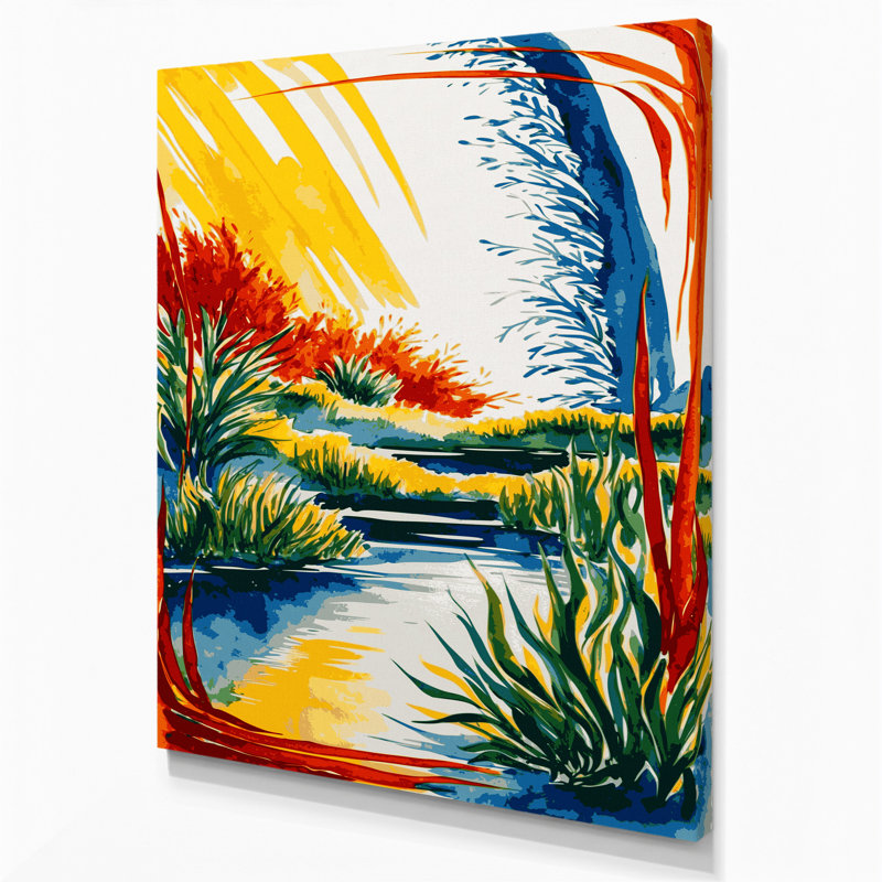 «Watercolor Landscape» 26, art mural sur toile brune