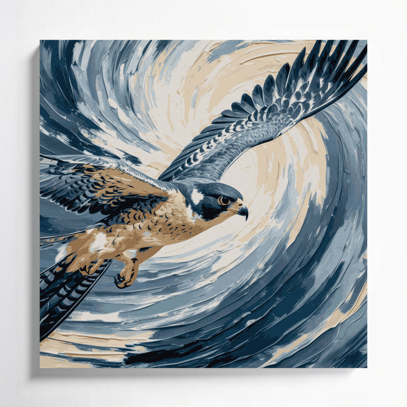 «Birds Peregrine Falcon», art mural sur toile bleue, H 8 po x l 8 po