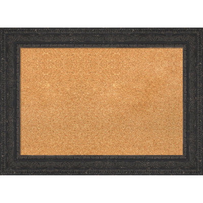 Attic Aged Black Wood Framed Corkboard, Natural Cork Bulletin Board, Organization Board, Pin Board
