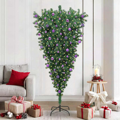 vidaXL Upside-down Artificial Pre-lit Christmas Tree with Ball Set