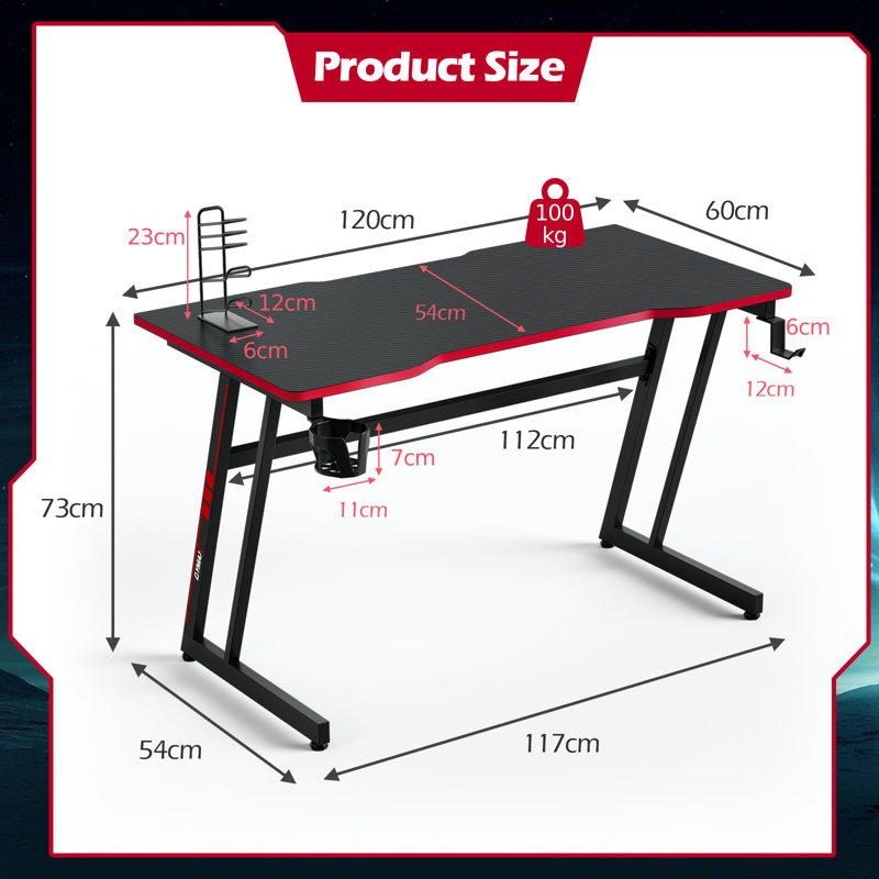 Iron Computer Desk, Black/Red