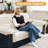 Two-Tone Color Block Boneless Cloud Loveseat, No Assembly Required 2-Seater Sofa with Compression Packaging-1781452443