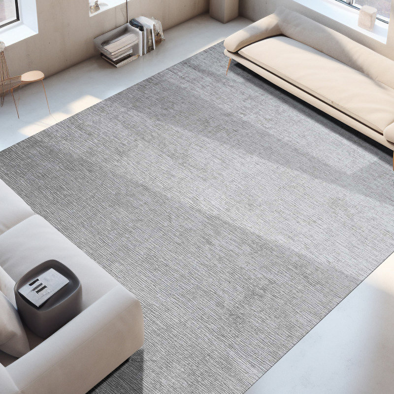 Tapis argent noué à la main de haute qualité, Rectangle 5 pi x 8 pi