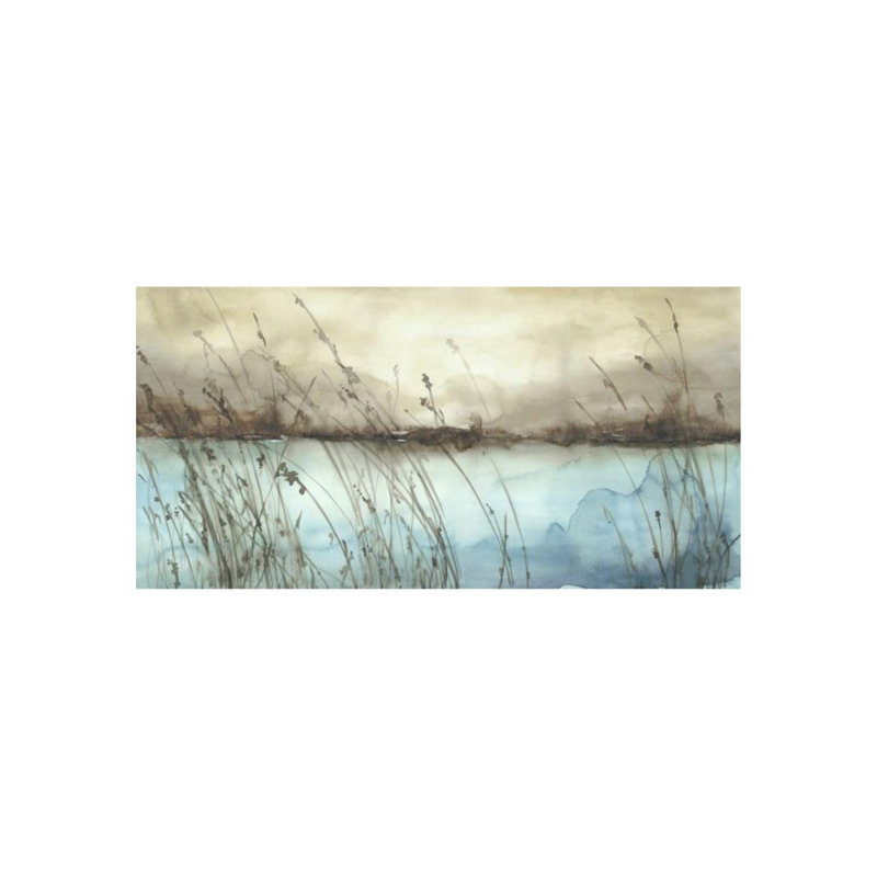 Sunset Lake Painting by Sara Brown, 24" H x 48" W x 1.5" D, Glass Coat