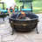 Flanigan Round Wood-Burning Dark Bronze Finish Steel Cauldron Outdoor Fire Pit Bowl - 34"-1825586760
