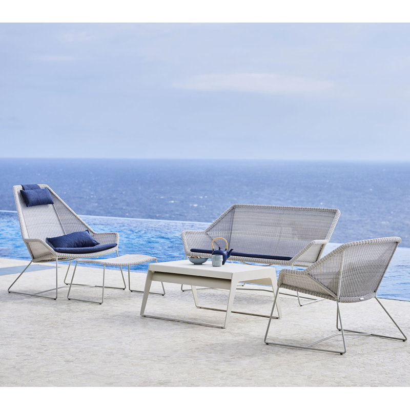 Breeze 60.7'' Wide Outdoor Wicker Loveseat, Blue, Black