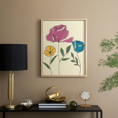 Colored Floral II Framed Print - Solid Wood