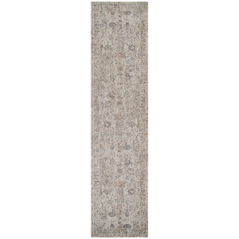 Sealy Easton Floral & Botanical Distressed Vintage Turkish Beige Area Rug with Fringe , 3' X 10', Runner 2'6" x 10", Brown
