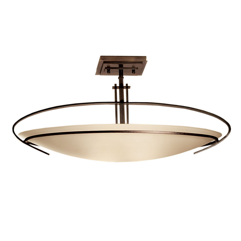Mackintosh 2 - Light 23.6" Simple Bowl Semi Flush Mount, Dark Smoke