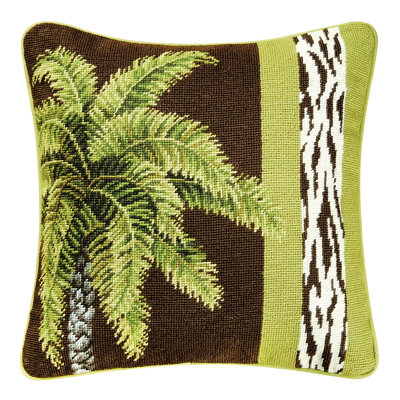 Palm Tree/Safari Needlepoint Pillow