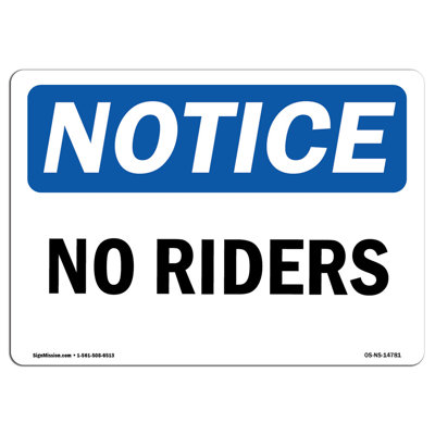Avis de l'OSHA - panneau «No Riders»