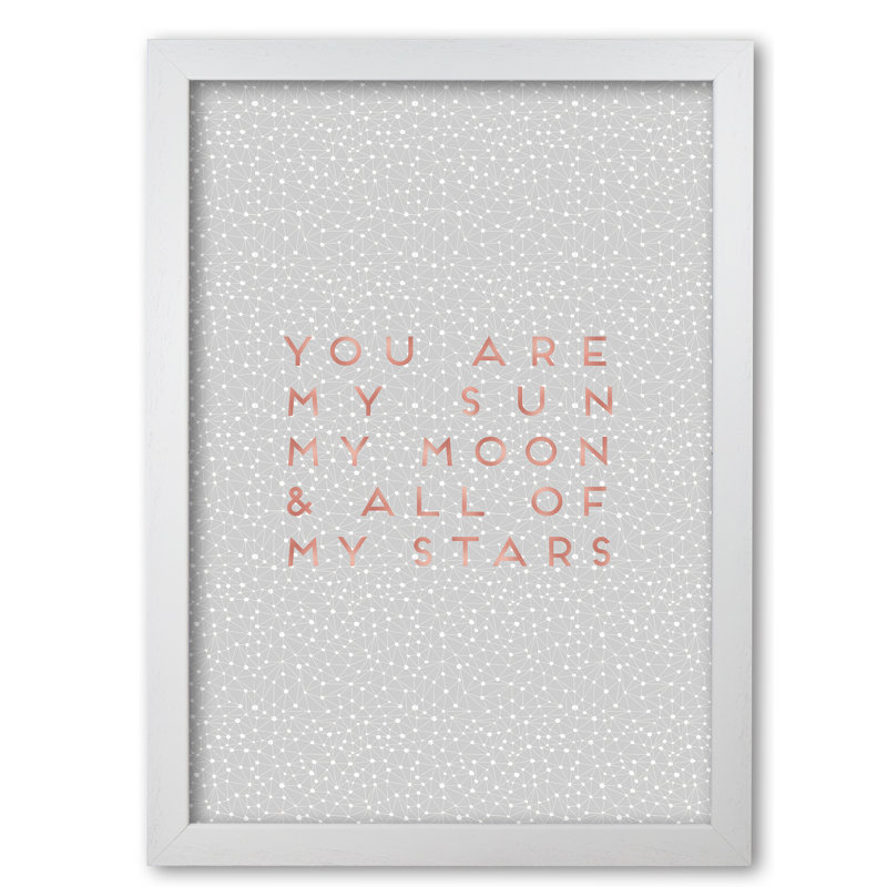 Sun, Moon And Stars Love - Print, White Grain Frame, 42 cm H x 30 cm W x 5 cm D