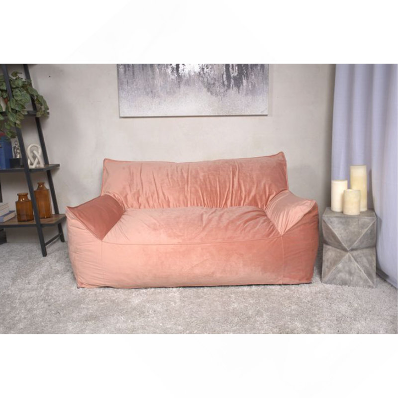Fauteuil à billes surdimensionné 2 places avec accoudoirs Velveteen, rose, Velours rose