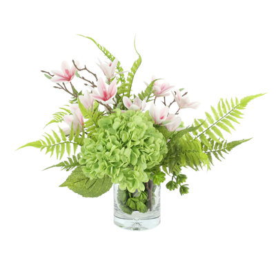 Floral Centerpiece with Hydrangeas and Butterfly Magnolias