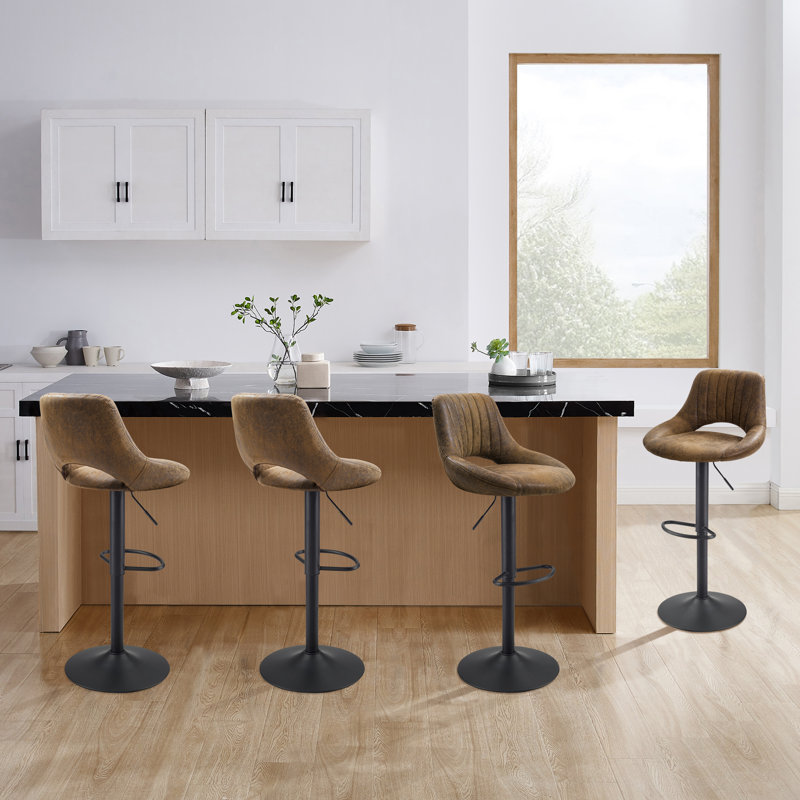 Licon Height Adjustable Swivel Bar Stool, Brown
