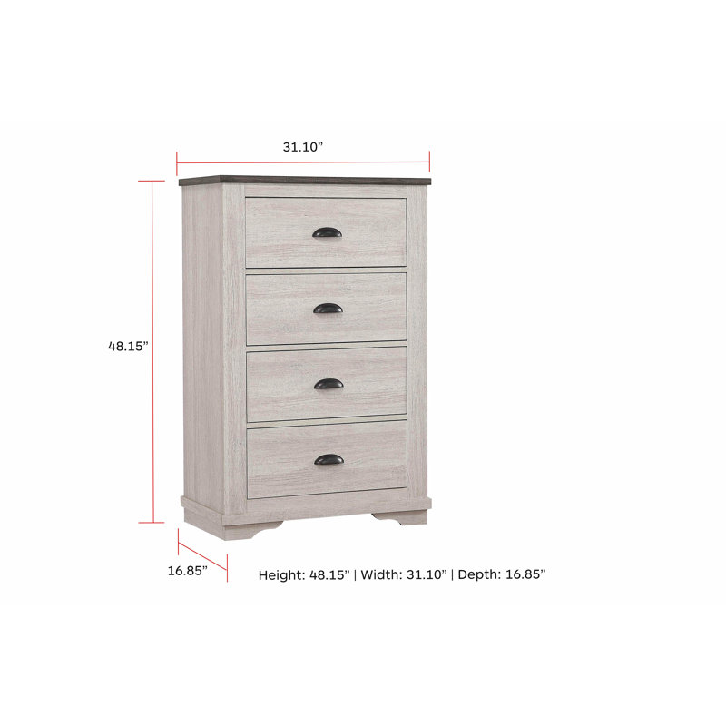 Armoire de chevet contemporaine à 4 tiroirs 1pc