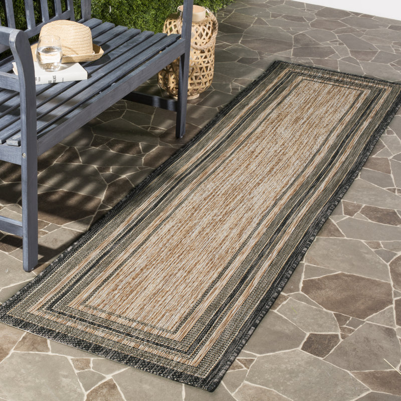 Augustinus Natural/Black Indoor/Outdoor Rug, Runner 69 x 244 cm