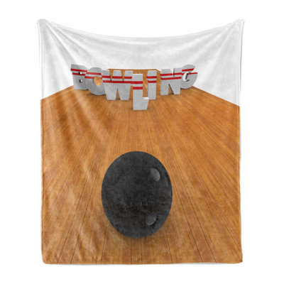 Ambesonne Bowling Party Fleece Throw Blanket Alley Skittles Pale Brown Black White